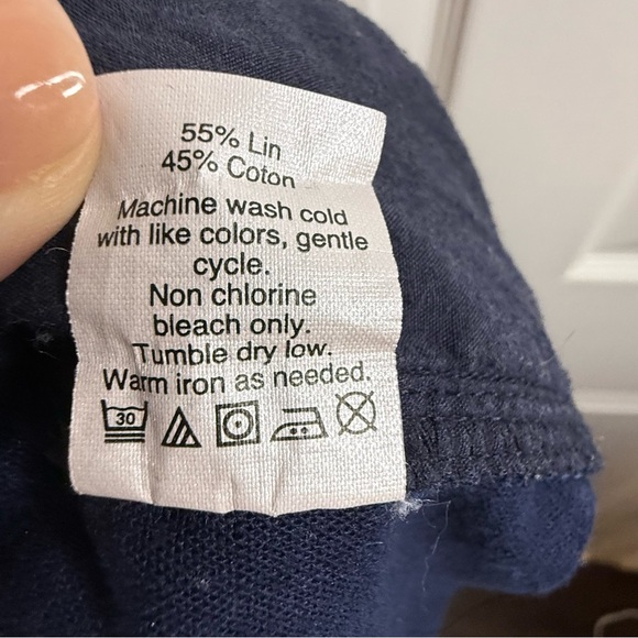 J. Crew Navy Blue Drawstring Shorts Linen Cotton Blend Size Large GUC - Picture 6 of 6